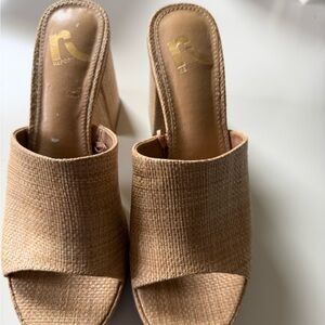 Report Woven Tan Slide Mules